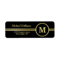 Elegant gold Personalised  Monogram on black 