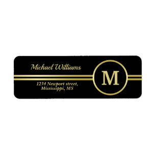 Elegant gold Personalised  Monogram on black 