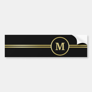 Elegant gold Personalised  Monogram on black  Bumper Sticker