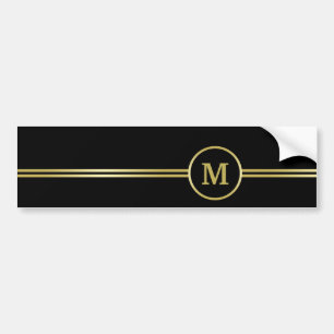 Elegant gold Personalised Monogram on black Bumper Sticker