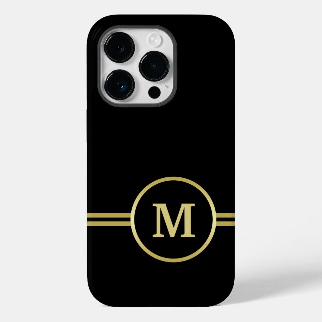 Elegant gold Personalised  Monogram on black  Case-Mate iPhone Case (Back)