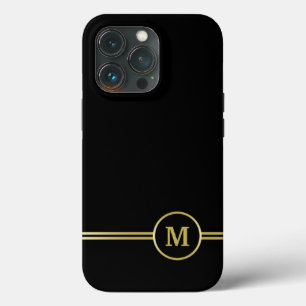 Elegant gold Personalised  Monogram on black  iPhone 13 Pro Case