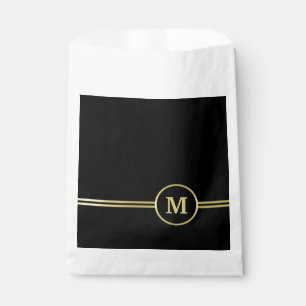 Elegant gold Personalised Monogram on black Favour Bags