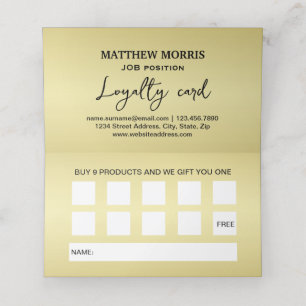 Elegant gold Personalised  Monogram on black  Loyalty Card