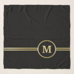 Elegant gold Personalised  Monogram on black  Scarf<br><div class="desc">Elegant gold Personalised Monogram on black background.
You must know that you get a photo!</div>