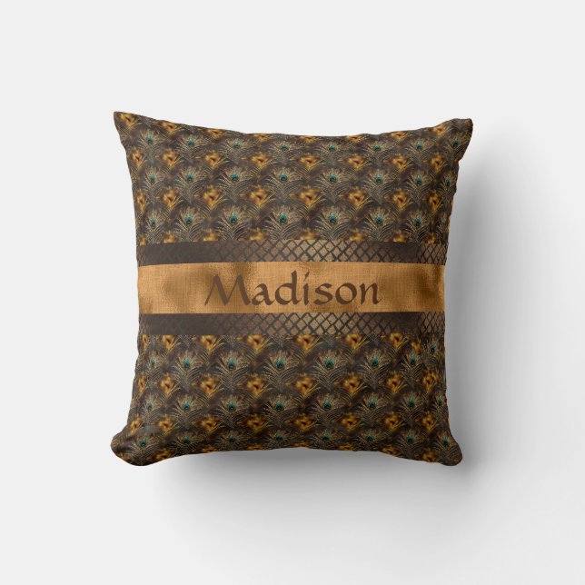 Elegant Gold Personalised Name Cushion (Front)