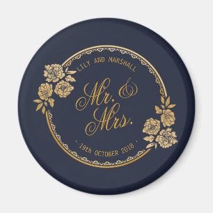Elegant Gold Personalised Wedding Fridge Magnet