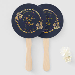 Elegant Gold Personalised Wedding Hand Fans