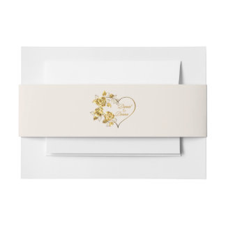 Elegant Gold Personalised Wedding Invitation Belly Band