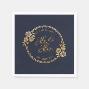 Elegant Gold Personalised Wedding   Paper Napkin