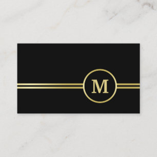 Elegant gold Personalized  Monogram on black  Business Card