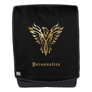 Elegant Gold Phoenix Rising Mythical Personalised Backpack