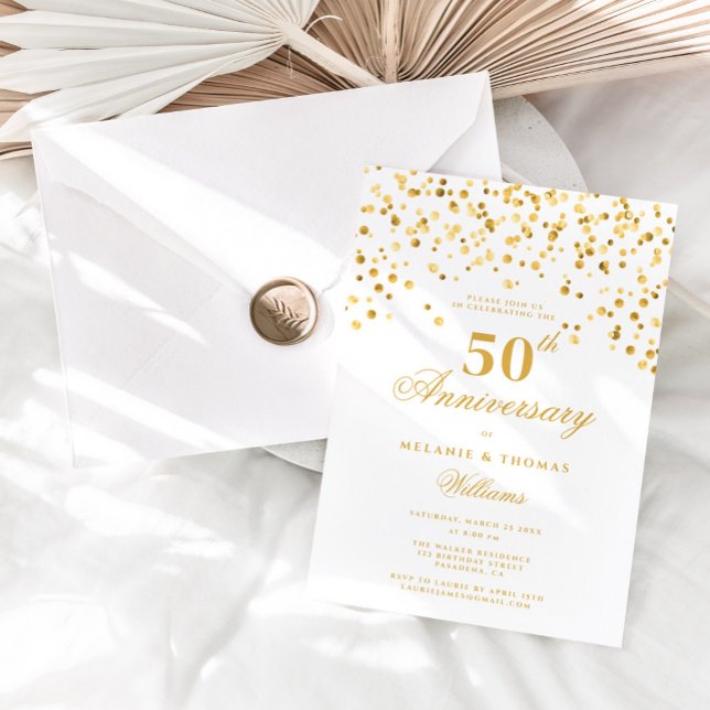 Elegant Gold Photo 50th Wedding Anniversary Invitation (Creator Uploaded)