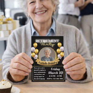 Elegant Gold Photo banner Retirement Party  Invitation