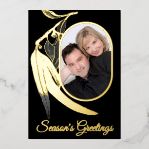 Elegant Gold Photo Botanical Watercolor Christmas