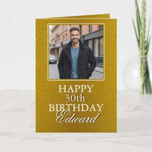 Elegant Gold Photo Boyfriend Birthday Card