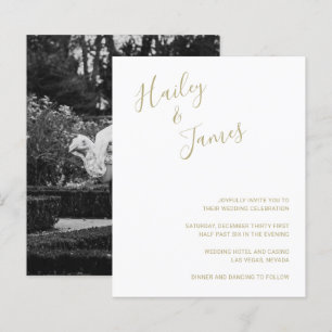 Elegant Gold Photo Budget Wedding Invite