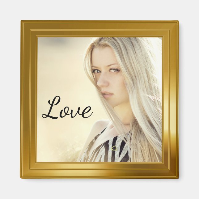 Elegant Gold Photo Frame Magnet (Front)