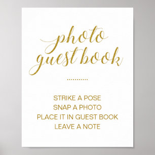 Elegant Gold Photo Guest Book Wedding Sign