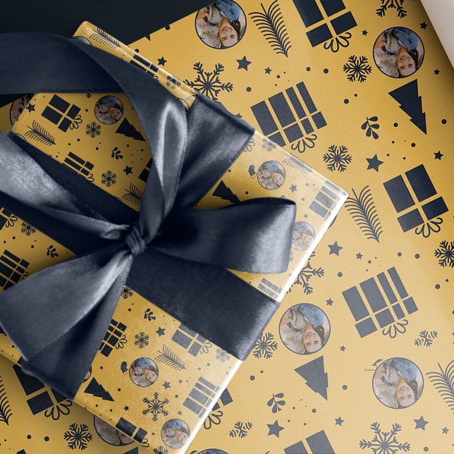 Elegant Gold Photo Holiday Christmas Wrapping Paper (Creator Uploaded)