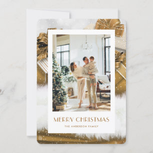 Elegant Gold Photo Merry Christmas Card