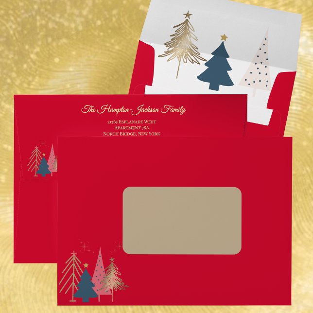 Elegant Gold Photo Modern Holiday Trees Christmas  Foil Greeting Card (Creator Uploaded)