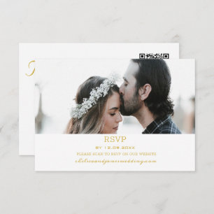 Elegant Gold Photo QR Code Wedding Reply Response
