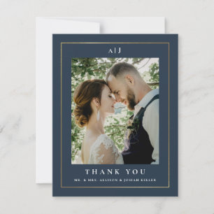 Elegant Gold Photo Wedding Thank You Card
