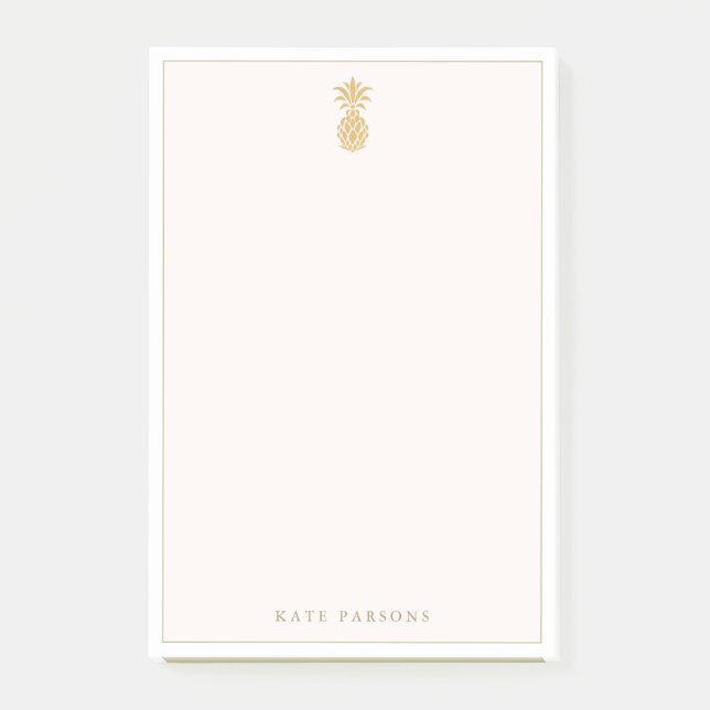 Elegant Gold Pineapple Notepad (Front)