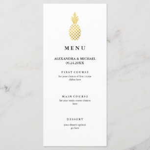 Elegant Gold Pineapple Wedding Menu