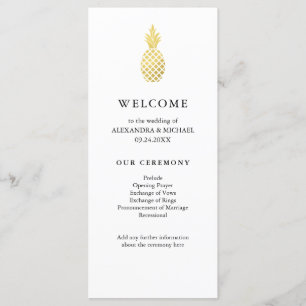 Elegant Gold Pineapple Wedding Program Programme