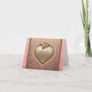 Elegant Gold Pink and Green Thank You Card