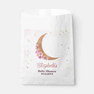 Elegant Gold & Pink Floral Moon Baby Shower  Favour Bags