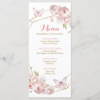 Elegant Gold Pink Geometric Floral Quinceañera