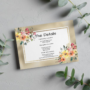 Elegant gold pink orange floral theme Details Card