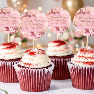 Elegant Gold Pink Rose Floral Quinceañera Classic Round Sticker