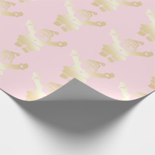 Elegant Gold & Pink Santa Claus Christmas Pattern Wrapping Paper