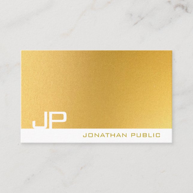 Elegant Gold Plain Modern Professional Monogram Business Card (Front)