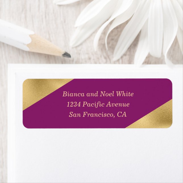Elegant Gold Plum Return Address Labels (Insitu)