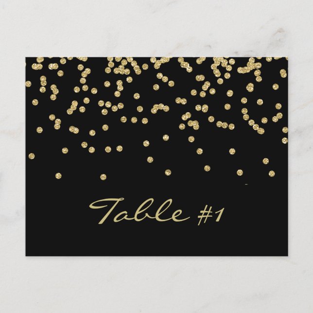 Elegant gold polka-dots confetti Table number Postcard (Front)