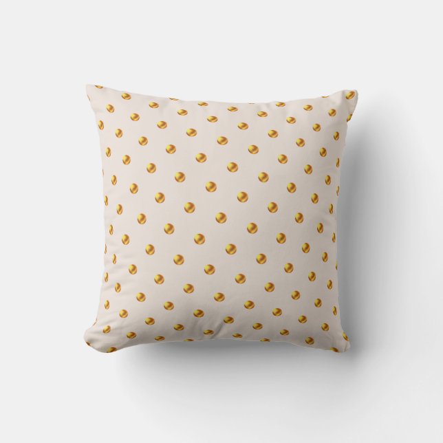 Elegant Gold Polka Dots Cushion (Front)