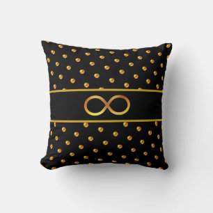 Elegant Gold Polka Dots & Infinity Symbol Cushion