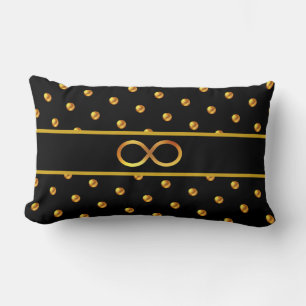 Elegant Gold Polka Dots & Infinity Symbol Lumbar Cushion