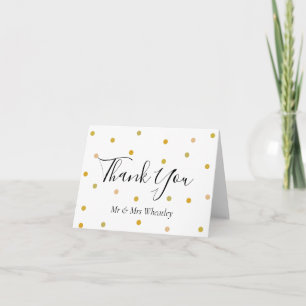 Elegant Gold Polka Dots Wedding Thank You Card