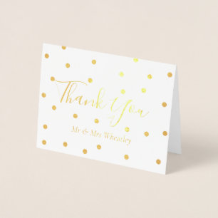 Elegant Gold Polka Dots Wedding Thank You Foil Card