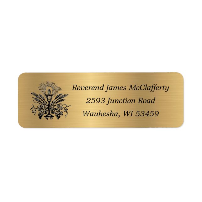 Elegant Gold Priest Communion Ordination Label (Front)
