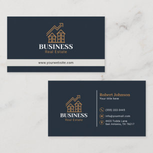 Elegant Gold Property Logo Real Estate Business Card