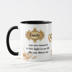 Elegant Gold Proposal Mug - "Will You Marry Me" Cu