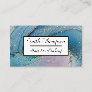 Elegant Gold Purple Blue Agate Hair Stylist Business Card