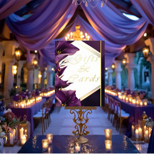 Elegant Gold & Purple Calla Lily Wedding Gifts Foil Prints